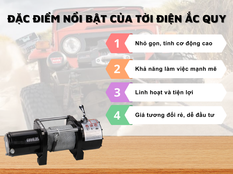 Đặc điểm nổi bật của tời điện ắc quy 